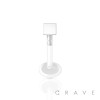 FLAT BIO FLEX LABRET WITH 316L SURGICAL STEEL SQUARE SHAPE TOP PUSH IN 